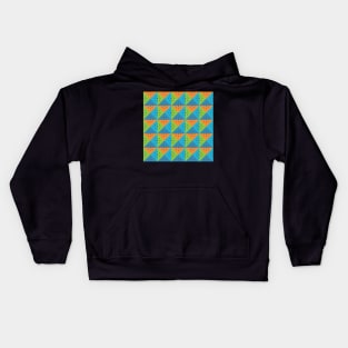 Funky Squares Blue Orange Green Kids Hoodie